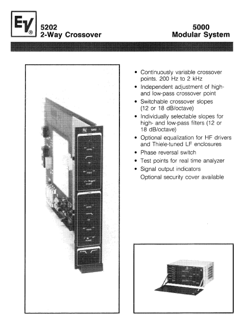 Electrovoice 5202 2Way Crossover Instruction Manual