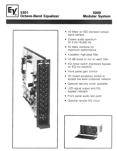 Electrovoice 5301 Octave-Band Equalizer Instruction Manual