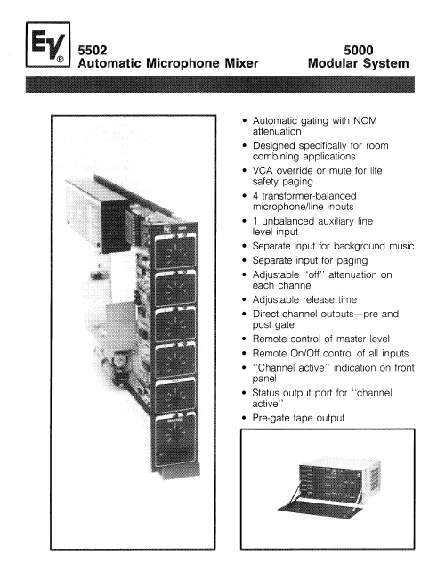 Electrovoice 5502 Automatic Microphone Mixer Instruction Manual