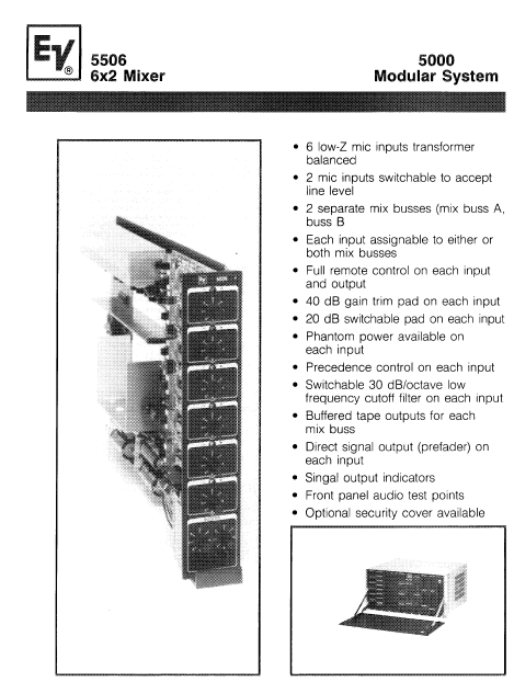 Electrovoice 5506 6X2 Mixer Instruction Manual
