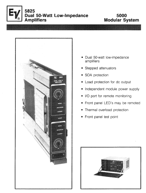 Electrovoice 5825 Dual 50Watt Low Imp Amp Instruction Manual