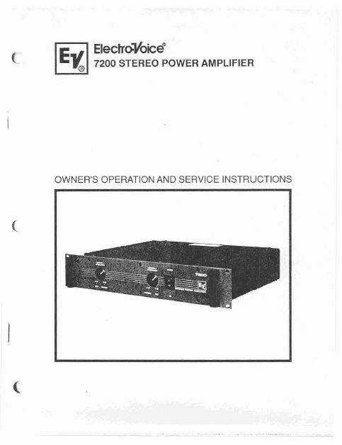 ELECTROVOICE 7200 Stereo Power Amplifier Service Manual