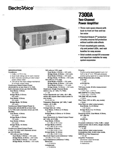 ELECTROVOICE 7300A Two Channel Power Amp Service Manual