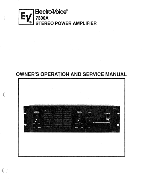 ELECTROVOICE 7300A Stereo Power Amplifier Service Manual