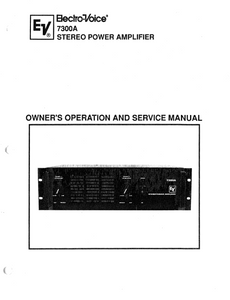 ELECTROVOICE 7300A Stereo Power Amplifier Service Manual
