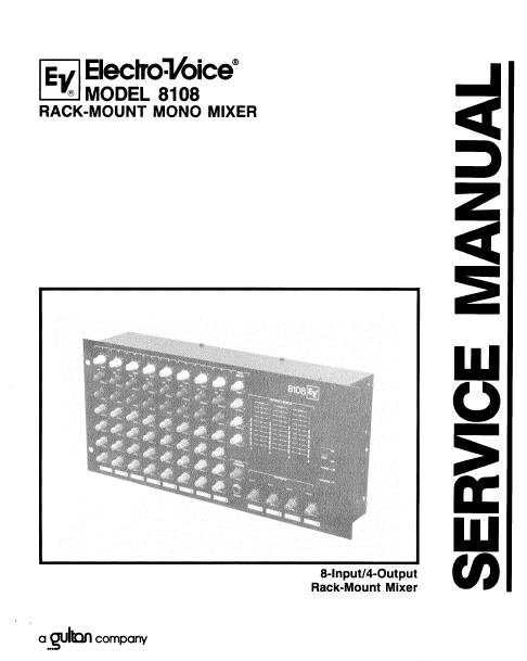 ELECTROVOICE 8108 Rack Mount Mono Mixer Service Manual
