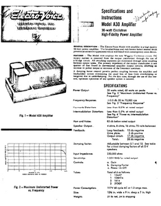 ELECTROVOICE Model A30 Power Amplifier Instructions Manual