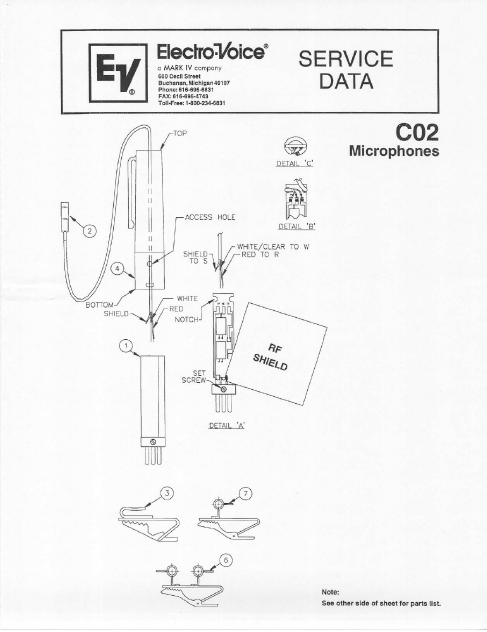 ELECTROVOICE C02 Microphone Instruction Manual