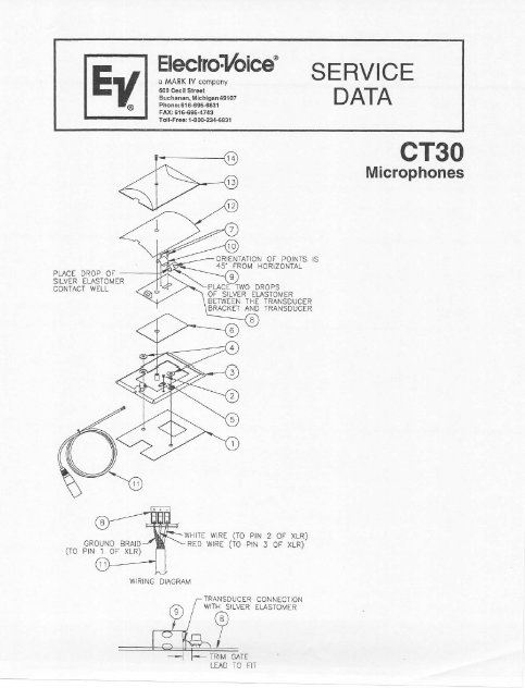 ELECTROVOICE CT30 Microphone Instruction Manual