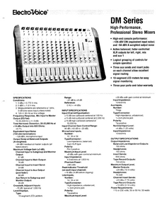 ELECTROVOICE DM Series Professional Stereo Mixer Service Manual