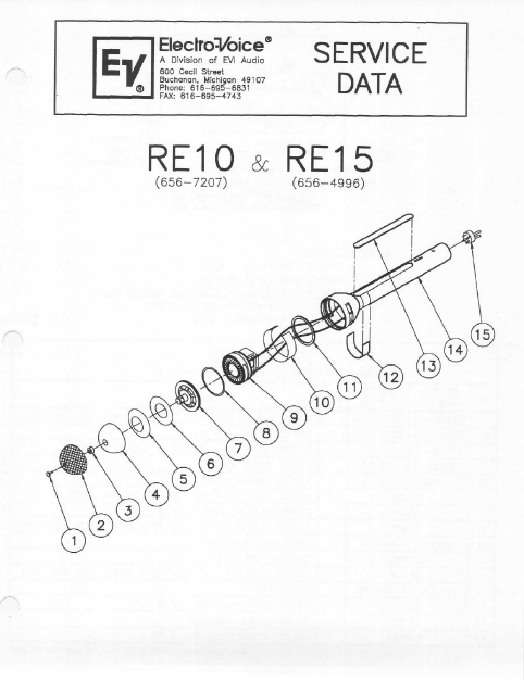 ELECTROVOICE RE10-RE15 Microphone Instruction Manual – Electronic ...