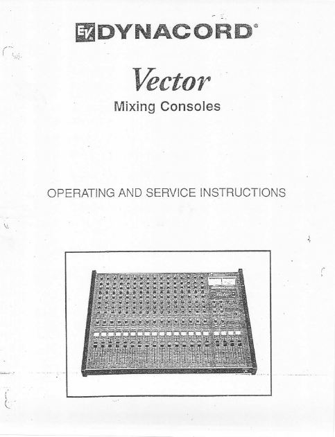 ELECTROVOICE Dynacord Vector Mixing Consoles Operating Manual