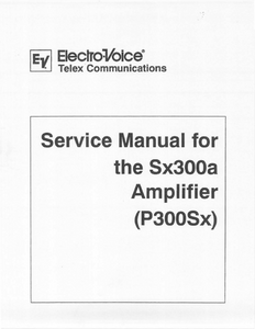 ELEKTROVOICE SX300A Amplifier Service Manual