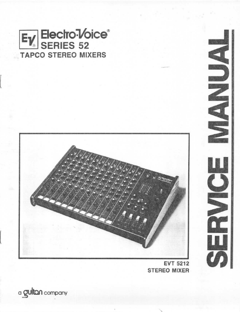 ELETCROVOICE Series 52 Tapco Stereo Mixers Service Manual