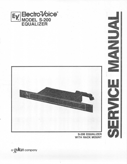 ELETCROVOICE Model S-200 Equalizer Service Manual