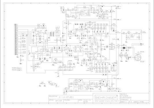 BEHRINGER EP2500 Europower rev G Schematics