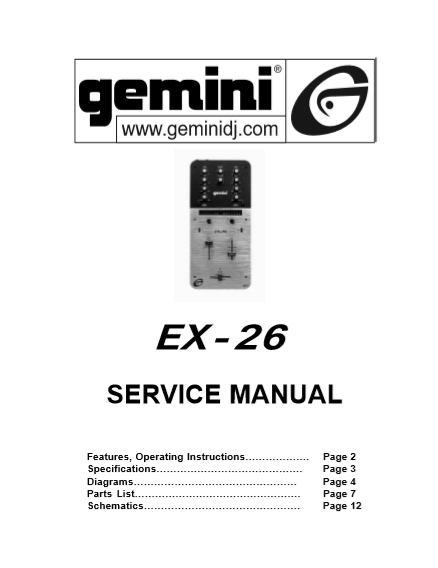 GEMINI Model EX-26 Service Manual