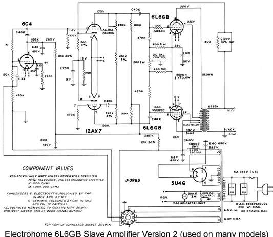 Electrohome 6L6GB Slave Amp Ver2 Schematic