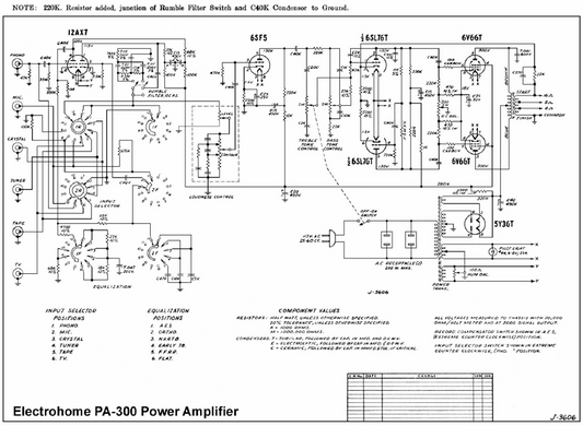 Electrohome PA300 Power Amplifier Schematic