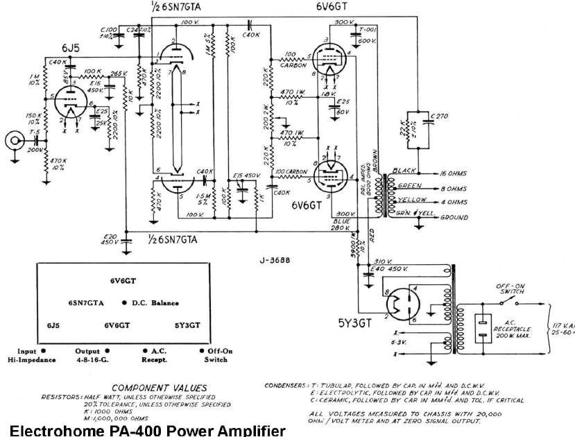 Electrohome PA400 Power Amplifier Schematic