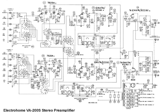 Electrohome VA200S Stereo Amplifier Schematic