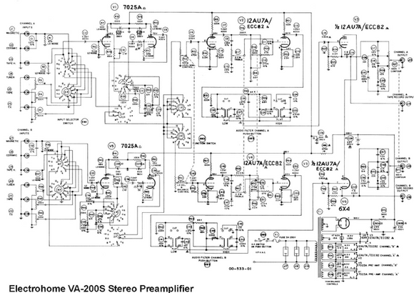 Electrohome VA200S Stereo Amplifier Schematic
