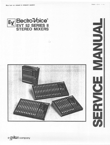 Electrovoice 52 Series II Stereo MixerService Manual