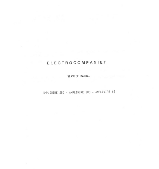 Electrocompaniet AW-100 Schematics