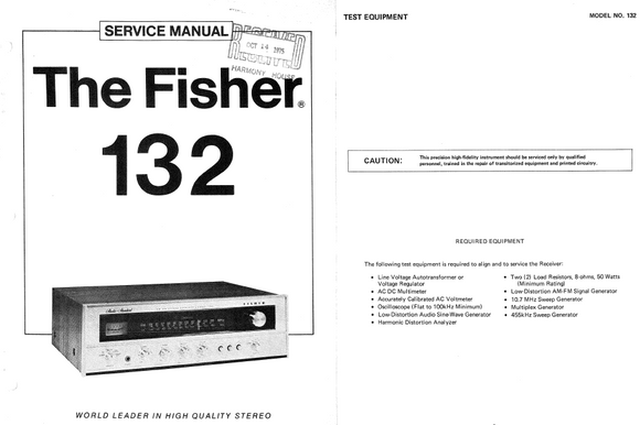 FISHER Model 132 FM Tuner Amplifier Service Manual