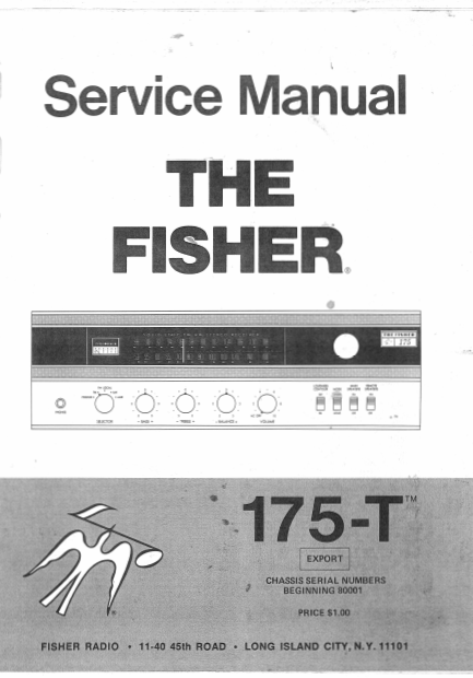 FISHER T-175 Radio Amplifier Service Manual