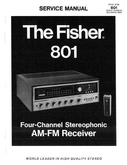 FISHER 801 Stereophonic AM-FM Receiver Service Manual
