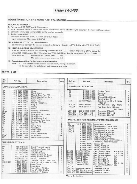 FISHER CA-2400 Service Manual