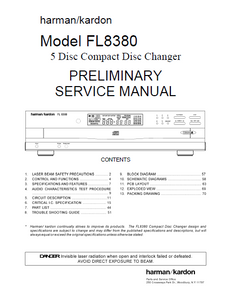 Harman Kardon Model FL8380 5Disc Compact Disc Changer Preliminary Service Manual