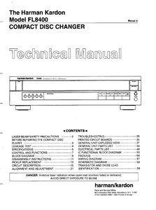 Harman Kardon Model FL8400 Compact Disc Changer Technical Service Manual