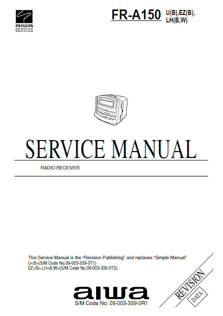 AIWA FR-A150U Revision Radio Receiver Service Manual