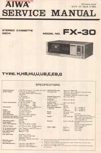 AIWA FX-30 Stereo Cassette Deck Service Manual