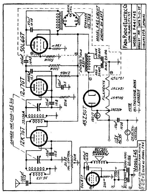 Fada Radio Model F 44-45 Schematic
