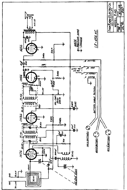 Fada Model P-40 Battery Radio Schematic