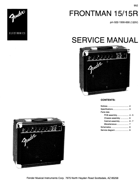 FENDER Frontman 15-15R Service Manual