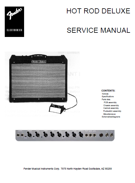 FENDER Hot Rod Deluxe Service Manual