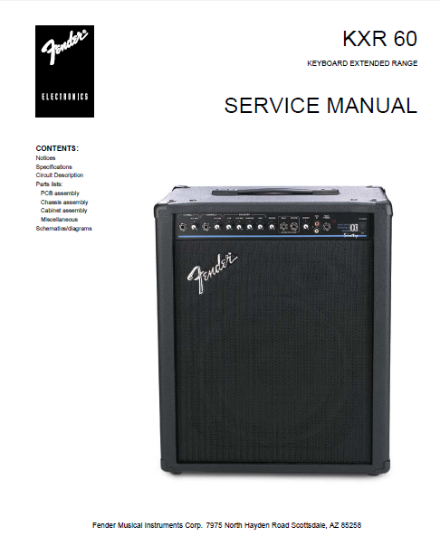 FENDER KXR60 Keyboard Extended Range Service Manual