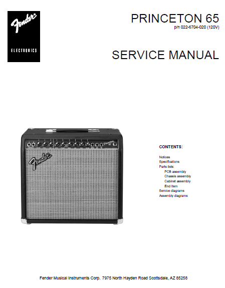 FENDER Princeton 65 Service Manual