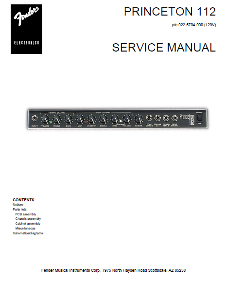 Fender Princeton 112 Service Manual