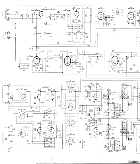 FISHER Model 800-B AM-FM Stereo receiver Schematics