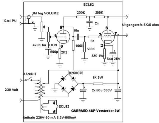 GARRARD Models 4SP Verterker 3w Schematic