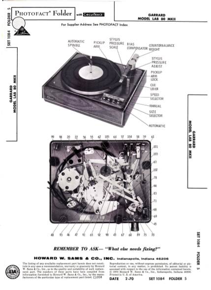 GARRARD Models LAB 80 MK II Operation Manual