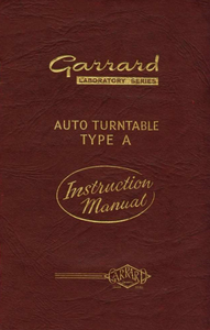 GARRARD LAB Series Auto Turntable Type A Instruction Manual