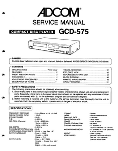 ADCOM GDC-575 Compact Disc Player Service Manual