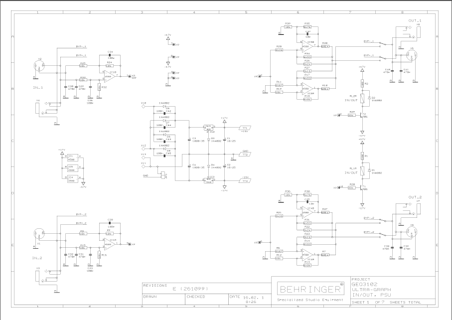BEHRINGER GEQ3102 Ultra-Graph rev E Schematics