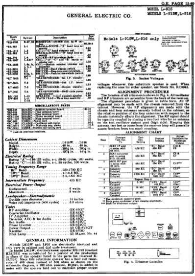 GE Model L 915-915W-916 Schematics